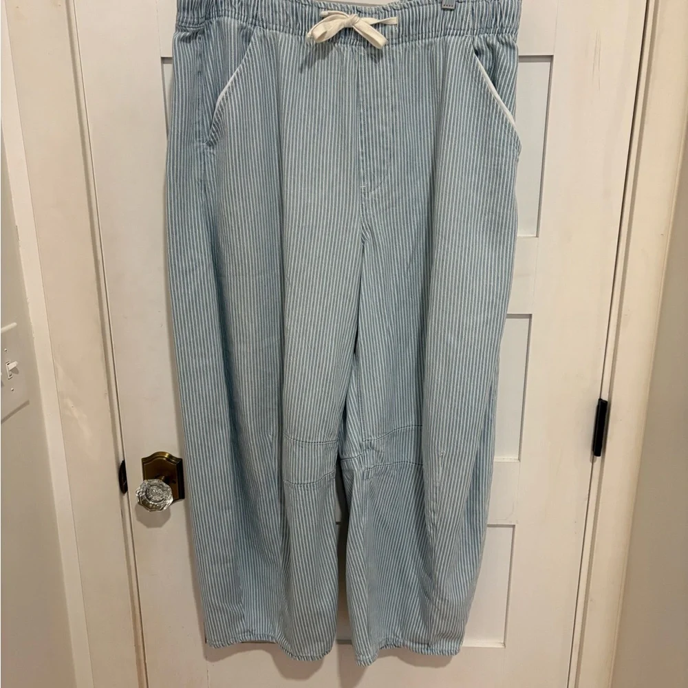 EUC GAP Pull On Barrel Light Blue Striped Pants - Picture 3 of 10